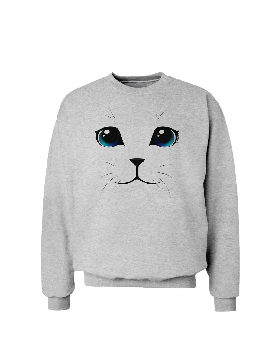 Blue-Eyed Cute Cat Face Sweatshirt-Sweatshirts-TooLoud-White-Small-Davson Sales