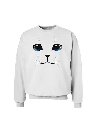 Blue-Eyed Cute Cat Face Sweatshirt-Sweatshirts-TooLoud-White-Small-Davson Sales