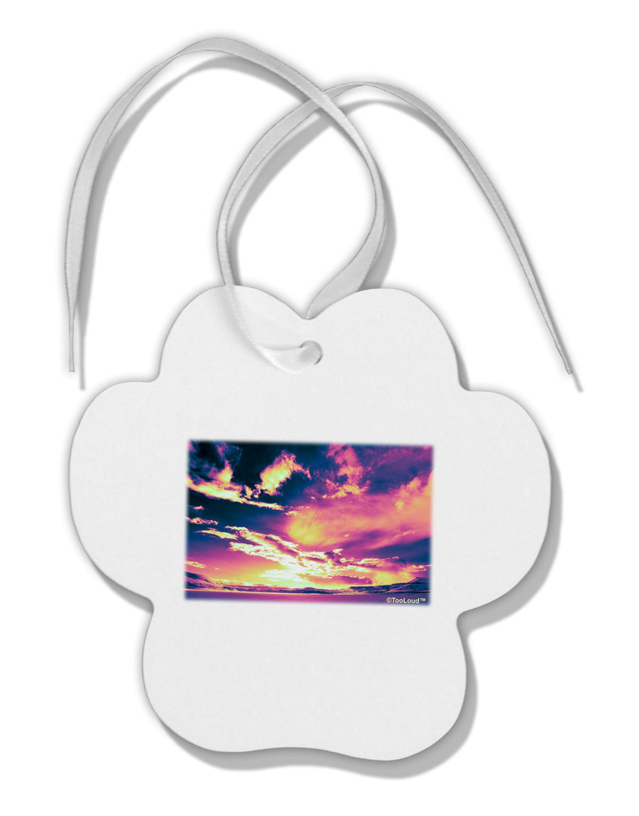 Blue Mesa Reservoir Surreal Paw Print Shaped Ornament-Ornament-TooLoud-White-Davson Sales