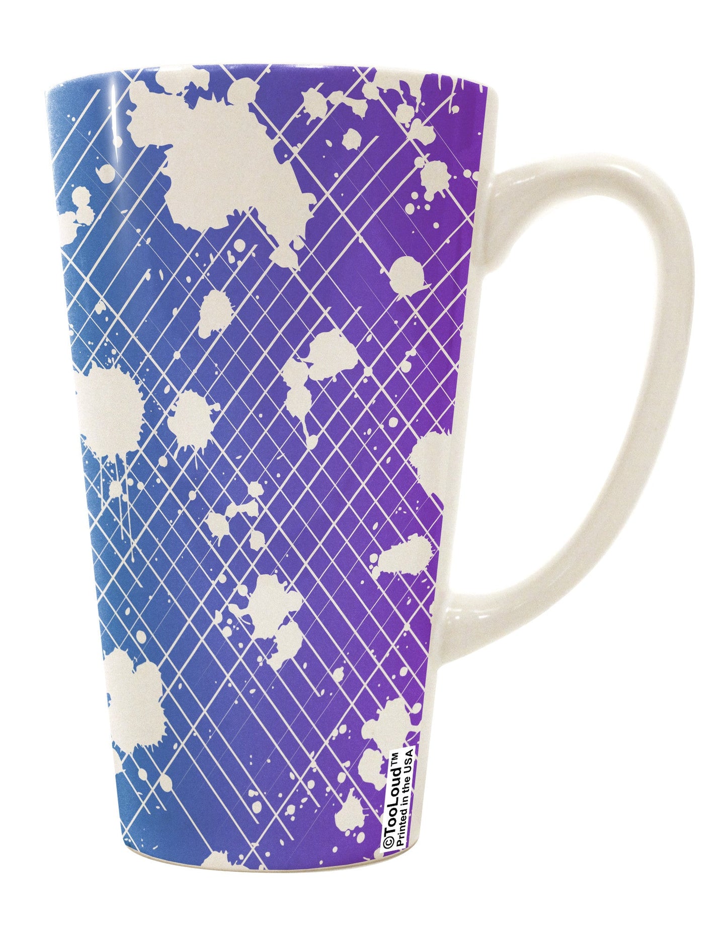 Blue Purple 16 Ounce Conical Latte Coffee Mug with Splatter AOP Design - Perfect for Coffee Enthusiasts - TooLoud-Conical Latte Mug-TooLoud-White-Davson Sales