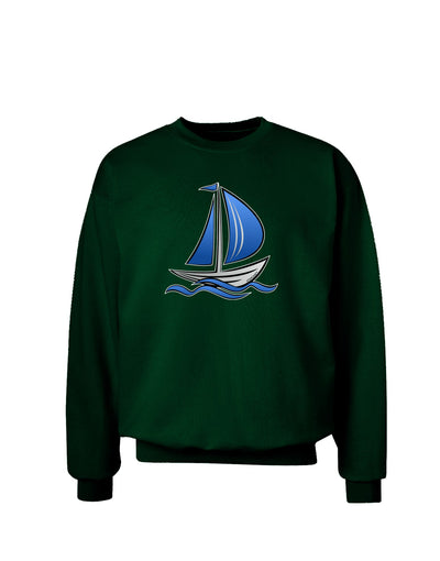 Blue Sailboat Adult Dark Sweatshirt-Sweatshirt-TooLoud-Deep-Forest-Green-Small-Davson Sales