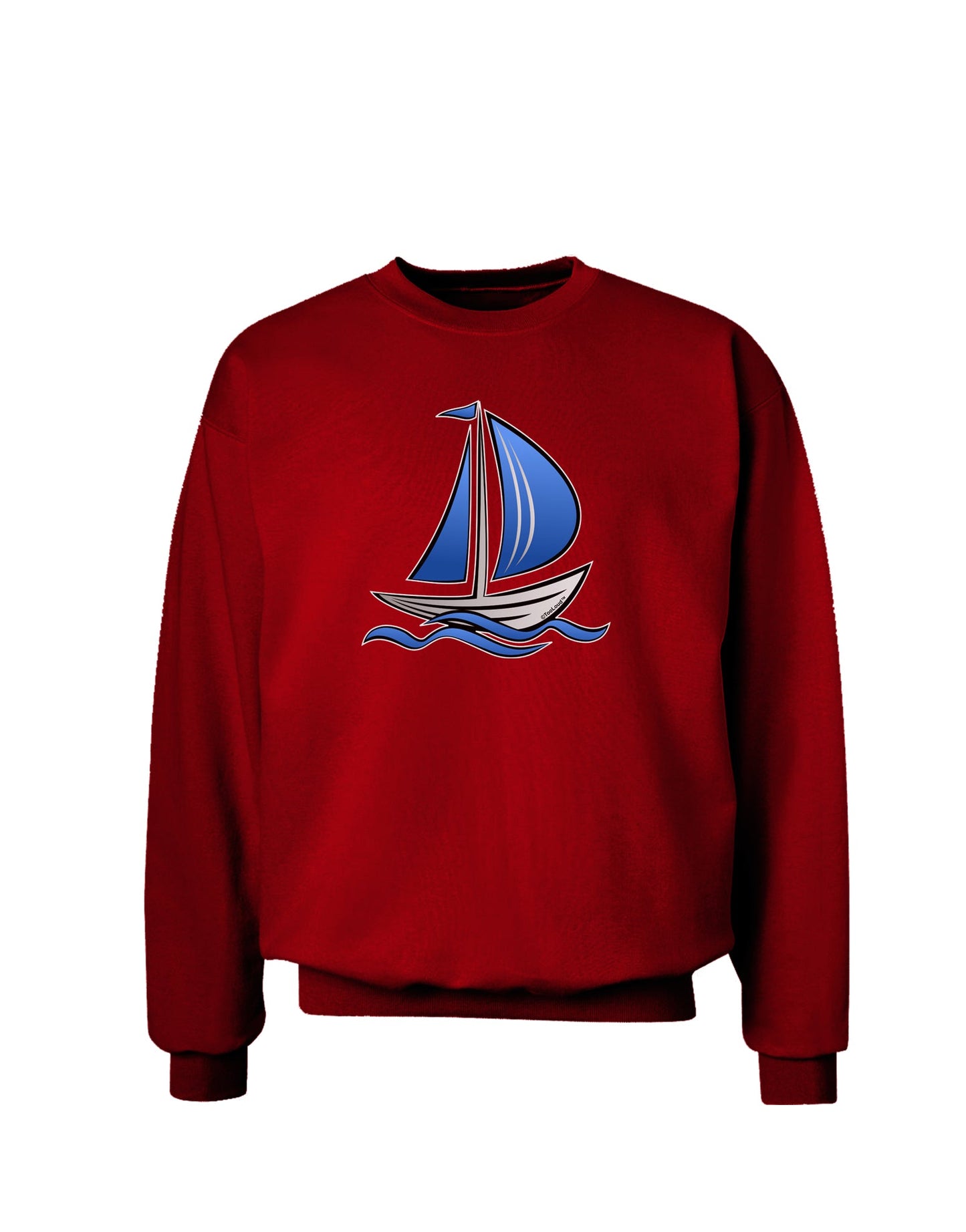 Blue Sailboat Adult Dark Sweatshirt-Sweatshirt-TooLoud-Deep-Red-Small-Davson Sales