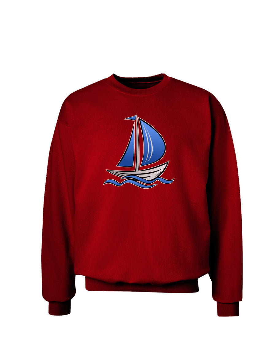 Blue Sailboat Adult Dark Sweatshirt-Sweatshirt-TooLoud-Black-Small-Davson Sales