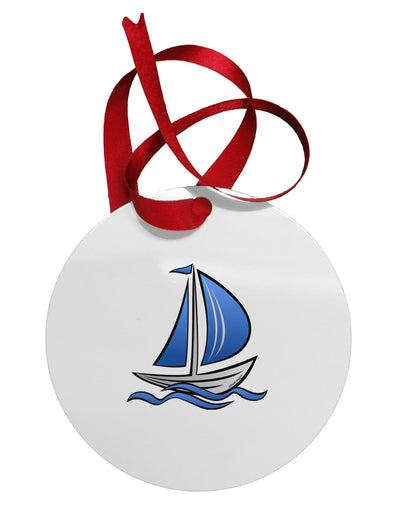 Blue Sailboat Circular Metal Ornament-Ornament-TooLoud-White-Davson Sales