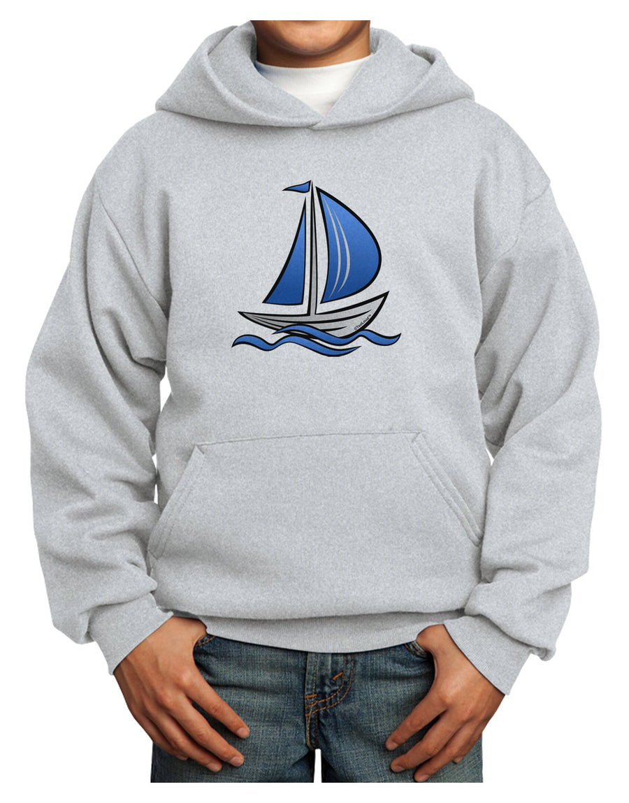 Blue Sailboat Youth Hoodie Pullover Sweatshirt-Youth Hoodie-TooLoud-White-XS-Davson Sales