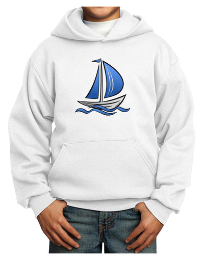 Blue Sailboat Youth Hoodie Pullover Sweatshirt-Youth Hoodie-TooLoud-White-XS-Davson Sales