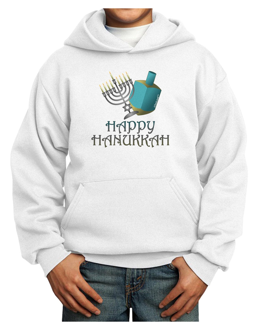 Blue & Silver Happy Hanukkah Youth Hoodie Pullover Sweatshirt-Youth Hoodie-TooLoud-White-XL-Davson Sales