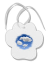 Blue Sky Puffy Clouds Paw Print Shaped Ornament-Ornament-TooLoud-White-Davson Sales