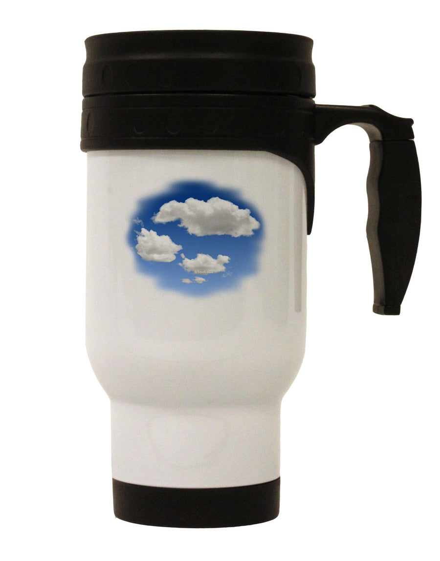 Blue Sky Puffy Clouds Stainless Steel 14oz Travel Mug-Travel Mugs-TooLoud-White-Davson Sales