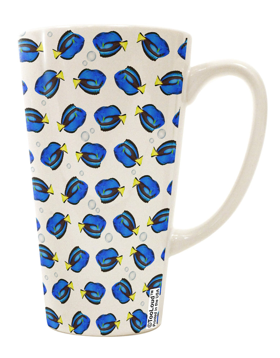 Blue Tang Fish All Over Print 16 Ounce Conical Latte Coffee Mug - Expertly Crafted Drinkware-Conical Latte Mug-TooLoud-White-Davson Sales