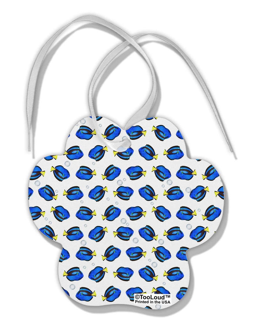 Blue Tang Fish AOP Paw Print Shaped Ornament All Over Print-Ornament-TooLoud-White-Davson Sales