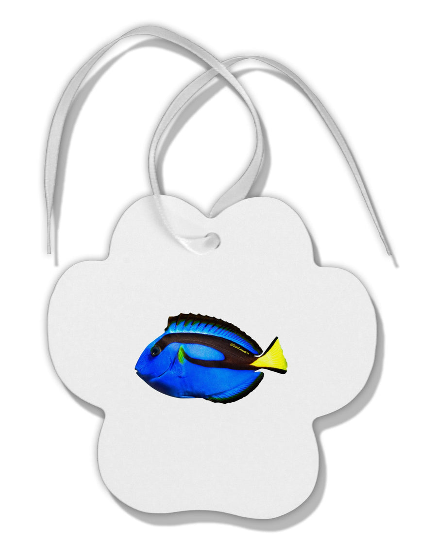 Blue Tang Fish Paw Print Shaped Ornament-Ornament-TooLoud-White-Davson Sales