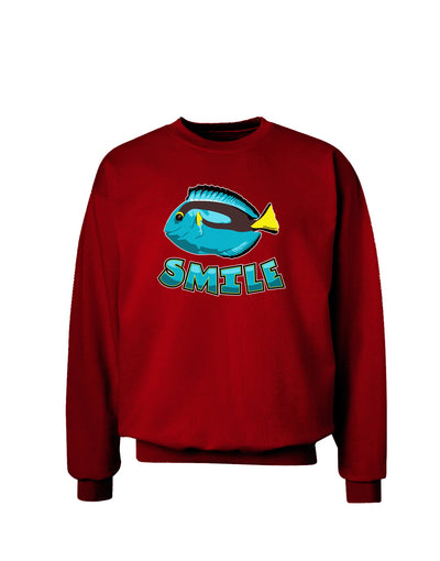 Blue Tang Fish - Smile Adult Dark Sweatshirt-Sweatshirts-TooLoud-Deep-Red-Small-Davson Sales