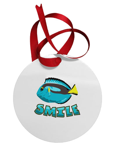 Blue Tang Fish - Smile Circular Metal Ornament-Ornament-TooLoud-White-Davson Sales