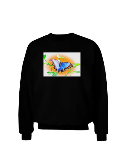 Blue Watercolor Butterfly Adult Dark Sweatshirt-Sweatshirts-TooLoud-Black-Small-Davson Sales