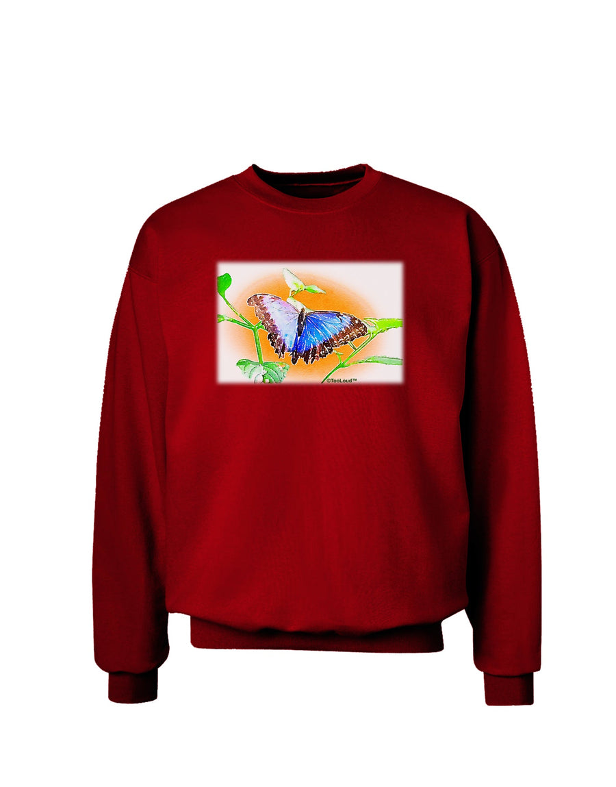 Blue Watercolor Butterfly Adult Dark Sweatshirt-Sweatshirts-TooLoud-Black-Small-Davson Sales