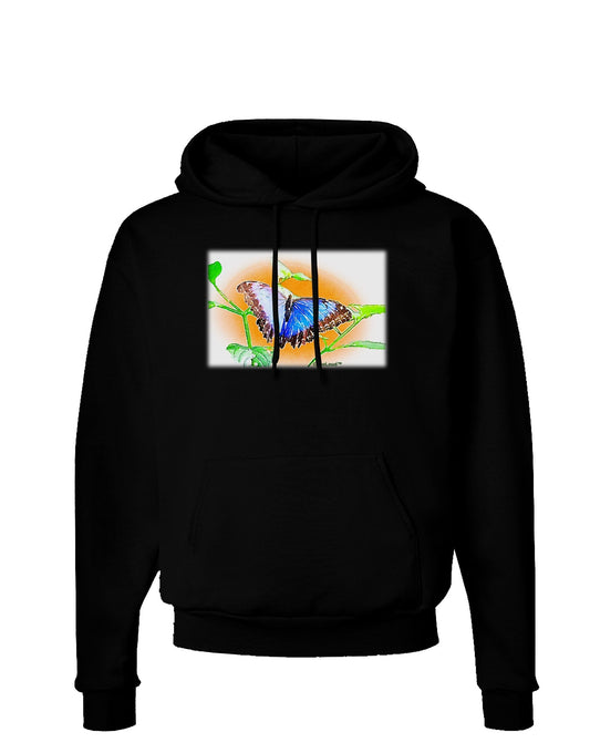 Blue Watercolor Butterfly Dark Hoodie Sweatshirt-Hoodie-TooLoud-Black-Small-Davson Sales