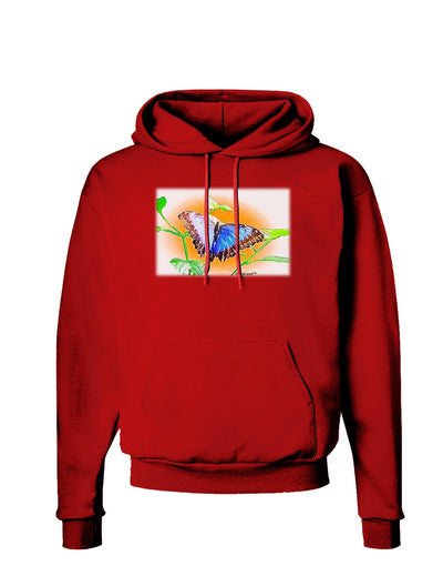 Blue Watercolor Butterfly Dark Hoodie Sweatshirt-Hoodie-TooLoud-Red-Small-Davson Sales