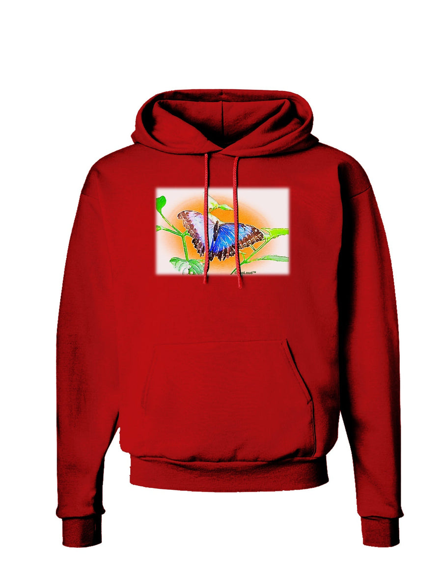 Blue Watercolor Butterfly Dark Hoodie Sweatshirt-Hoodie-TooLoud-Black-Small-Davson Sales