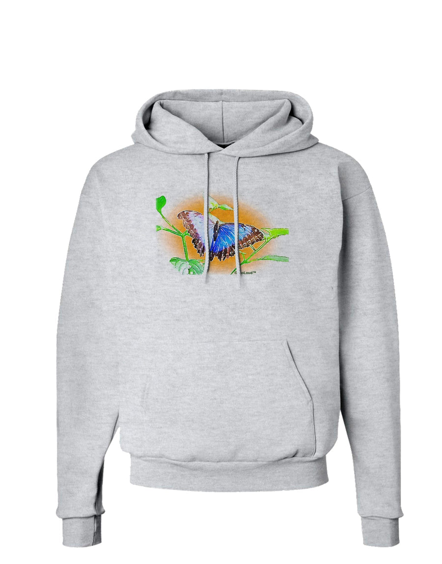 Blue Watercolor Butterfly Hoodie Sweatshirt-Hoodie-TooLoud-White-Small-Davson Sales