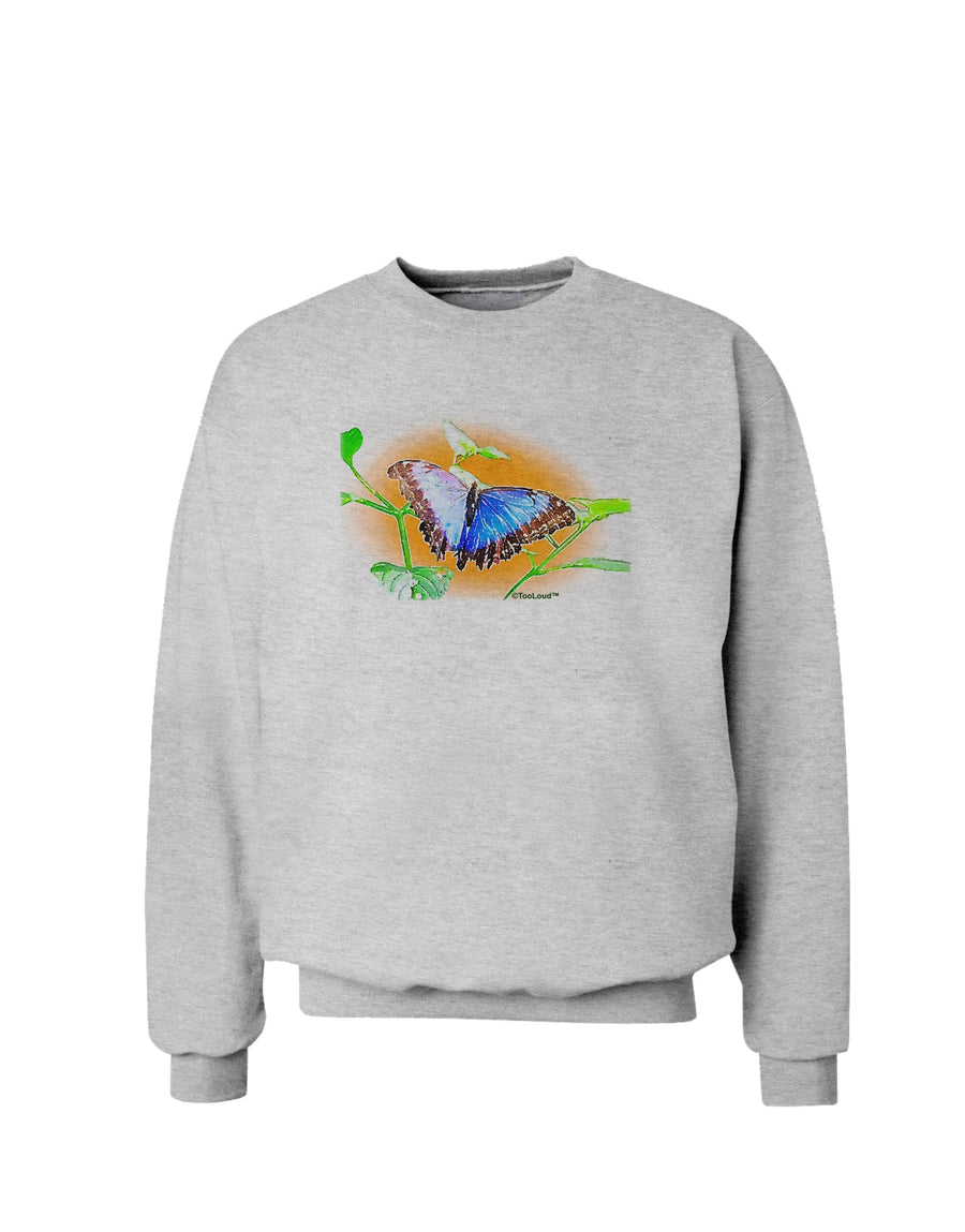 Blue Watercolor Butterfly Sweatshirt-Sweatshirts-TooLoud-White-Small-Davson Sales