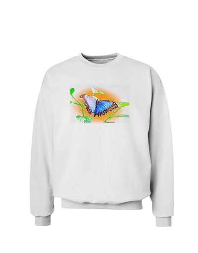 Blue Watercolor Butterfly Sweatshirt-Sweatshirts-TooLoud-White-Small-Davson Sales