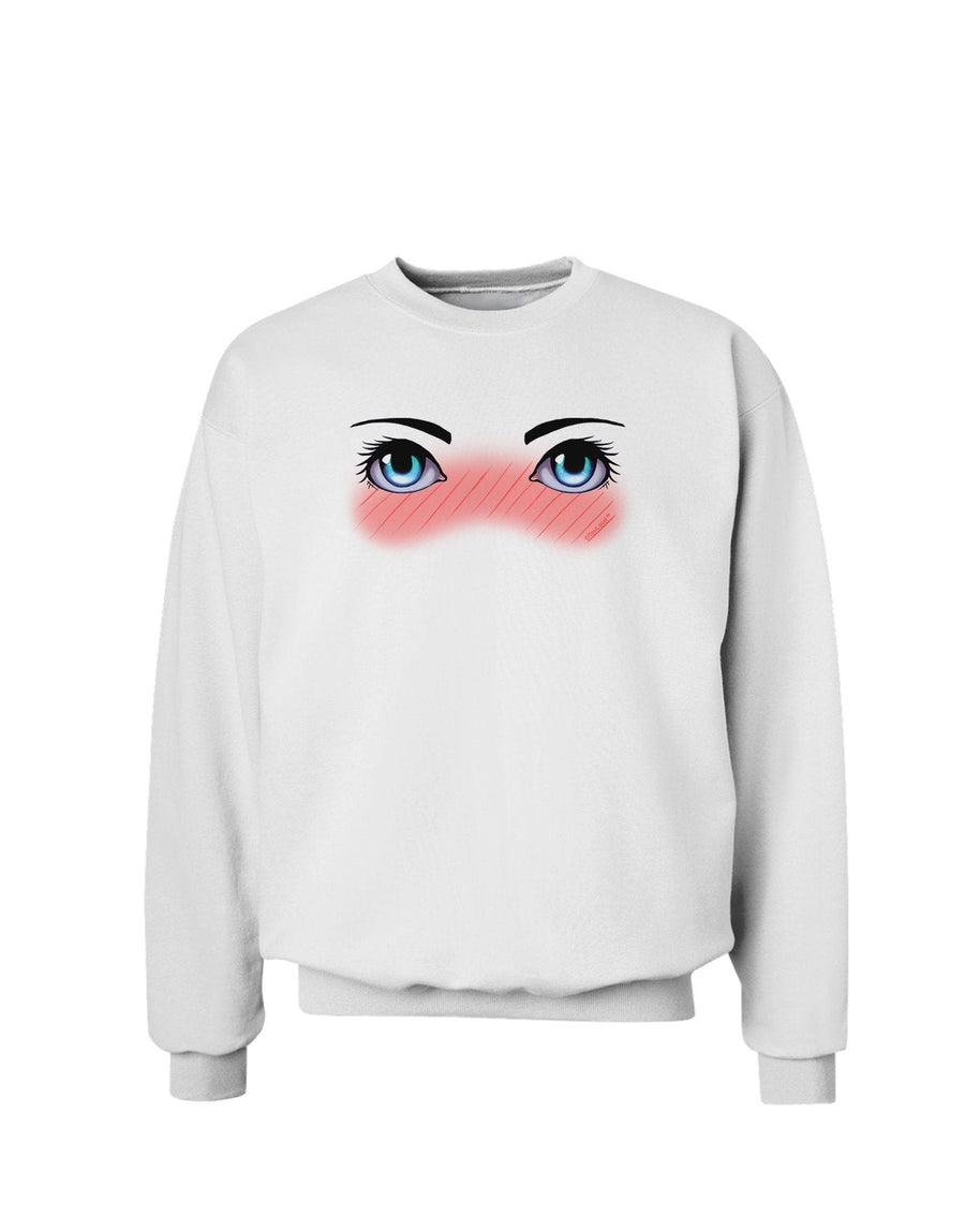 Blushing Anime Eyes Sweatshirt-Sweatshirts-TooLoud-White-XXX-Large-Davson Sales