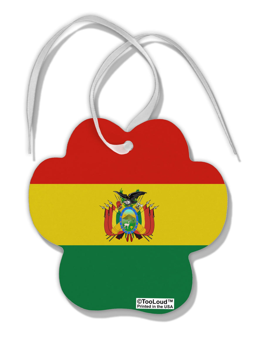 Bolivia Flag AOP Paw Print Shaped Ornament All Over Print-Ornament-TooLoud-White-Davson Sales