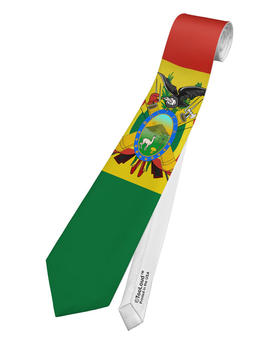 Bolivia Flag AOP Printed White Necktie All Over Print