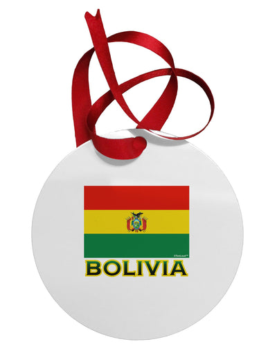 Bolivia Flag Circular Metal Ornament-Ornament-TooLoud-White-Davson Sales