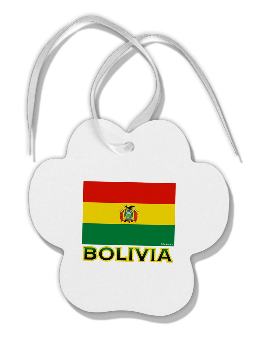 Bolivia Flag Paw Print Shaped Ornament-Ornament-TooLoud-White-Davson Sales