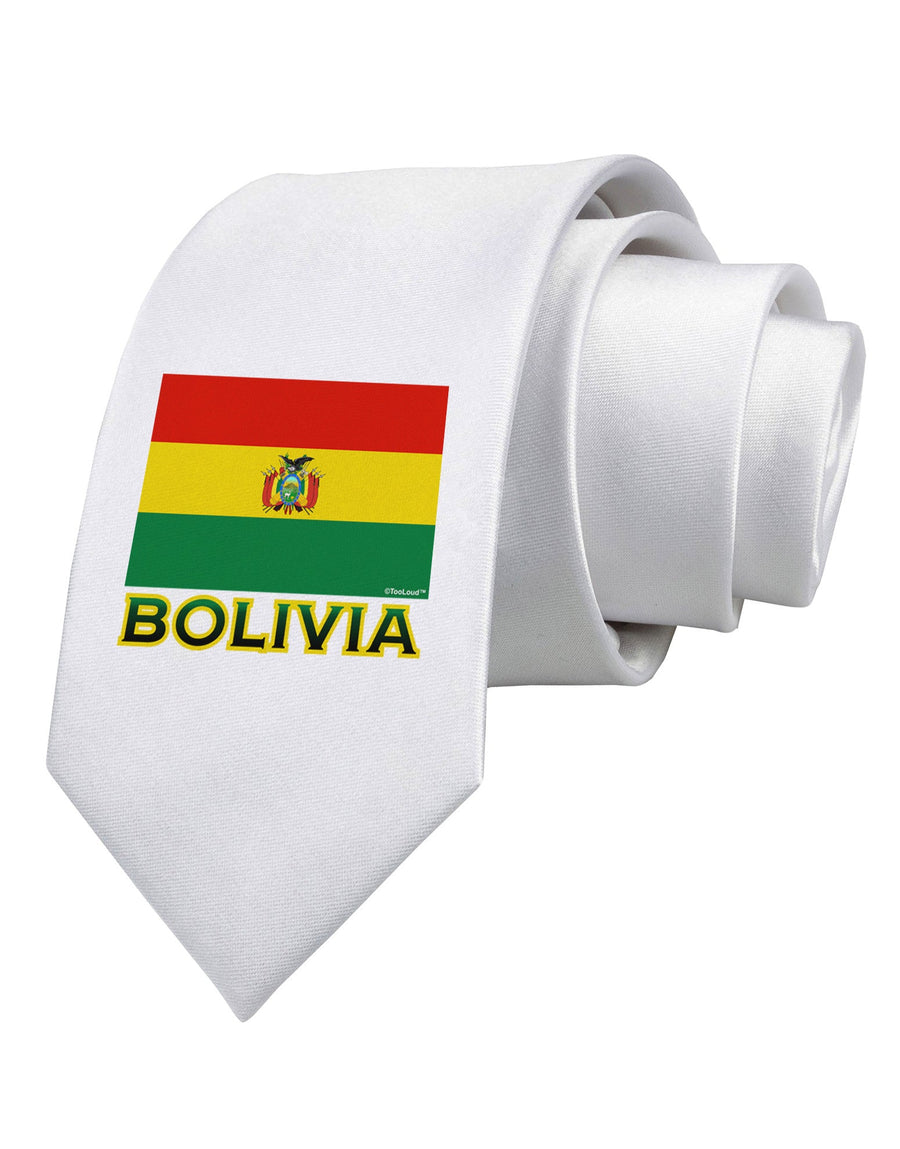Bolivia Flag Printed White Necktie