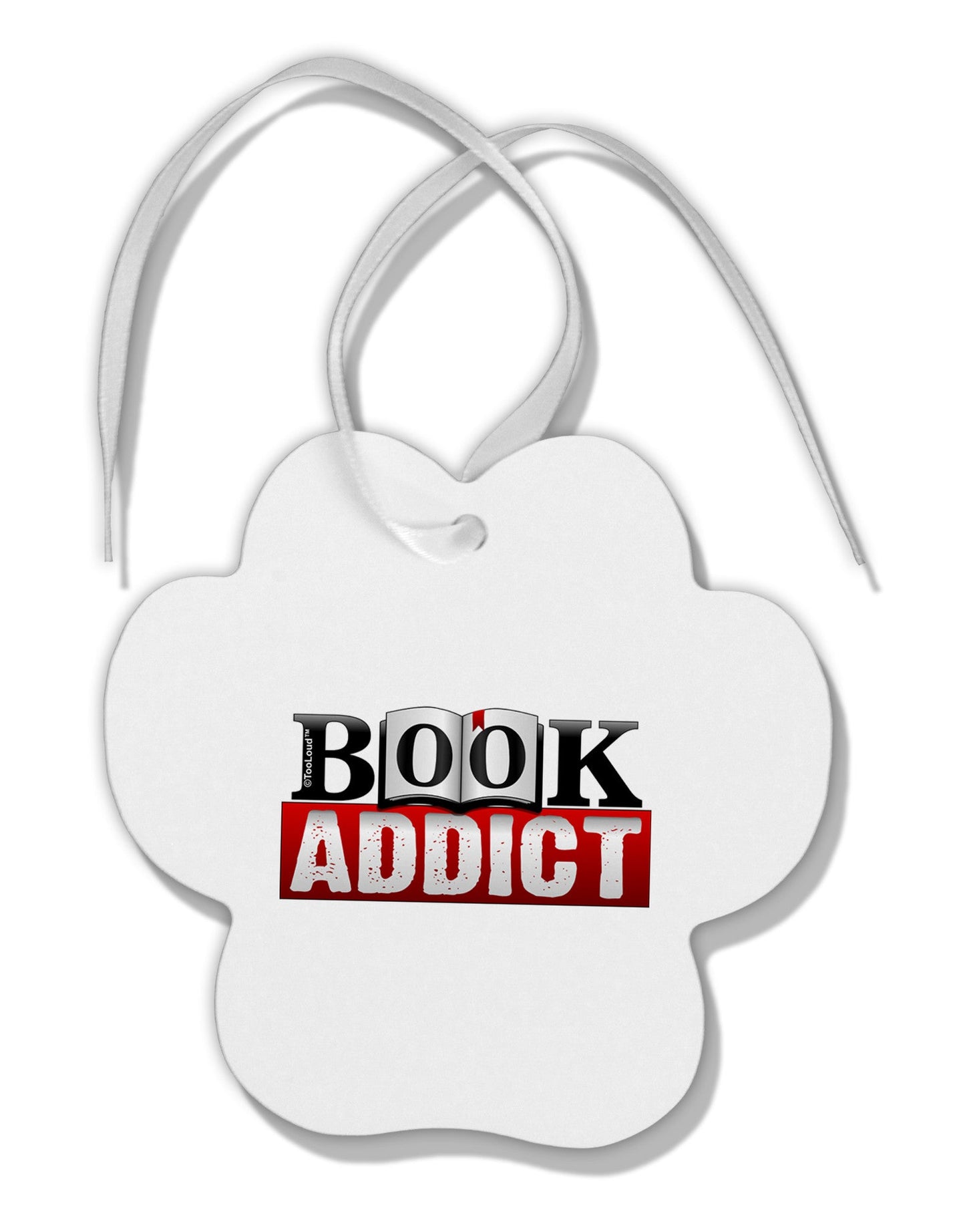 Book Addict Paw Print Shaped Ornament-Ornament-TooLoud-White-Davson Sales
