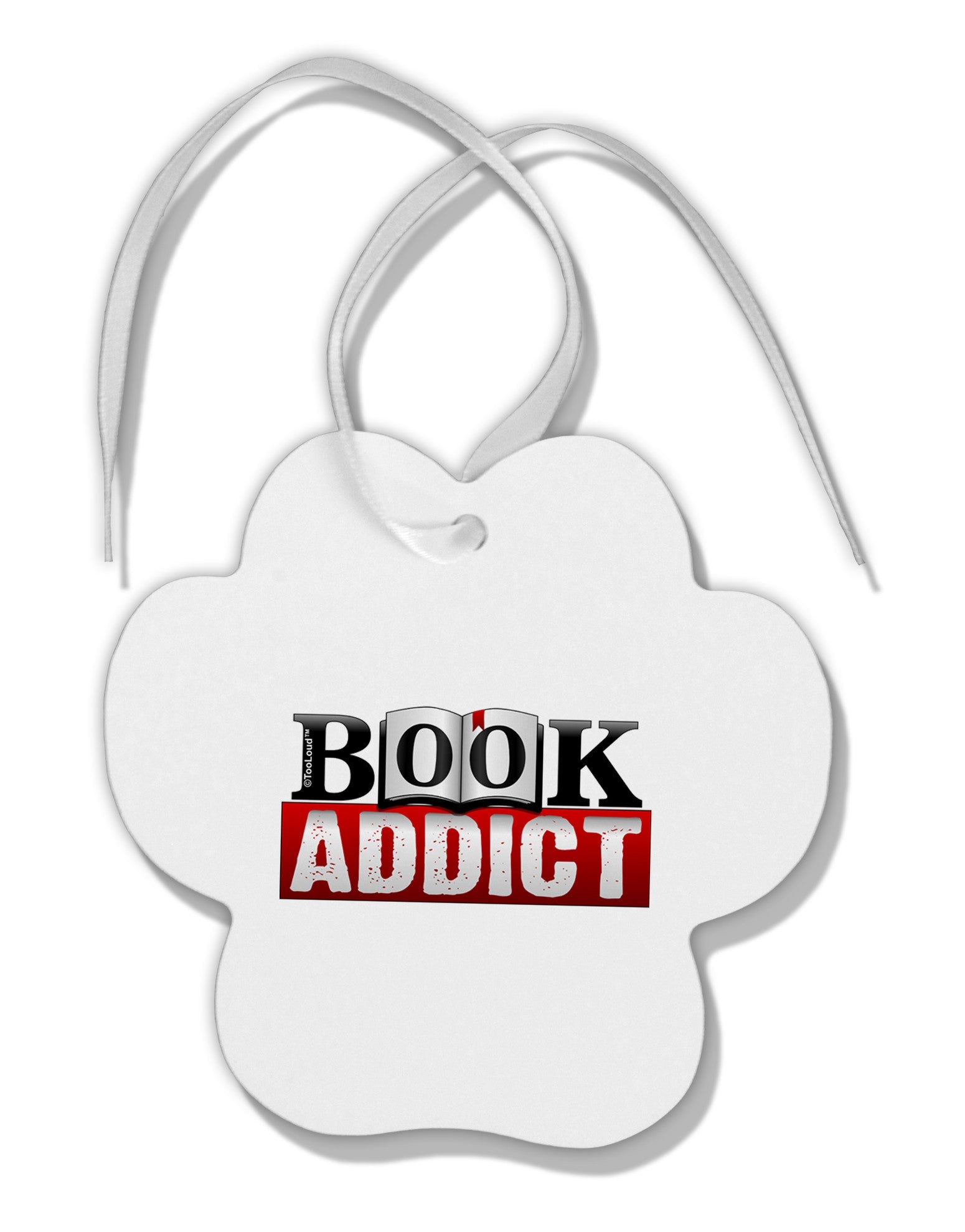 Book Addict Paw Print Shaped Ornament-Ornament-TooLoud-White-Davson Sales
