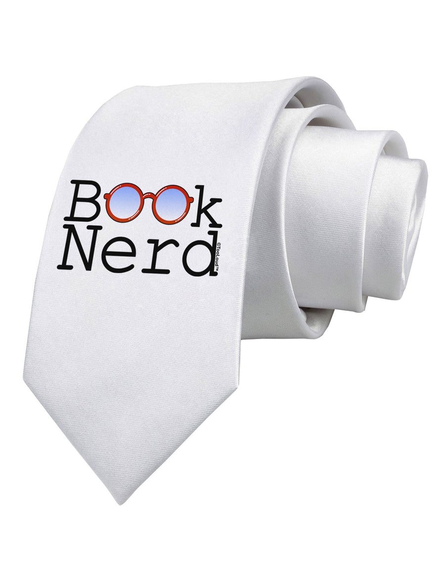 Book Nerd Printed White Necktie