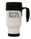 Book Nerd Stainless Steel 14oz Travel Mug-Travel Mugs-TooLoud-White-Davson Sales