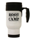 Bootcamp Large distressed Text Stainless Steel 14oz Travel Mug-Travel Mugs-TooLoud-White-Davson Sales
