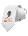 BOOtiful Ghost Orange Printed White Necktie