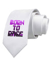 Born To Rage Purple Printed White Necktie