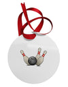 Bowling Ball with Pins Circular Metal Ornament-Ornament-TooLoud-White-Davson Sales