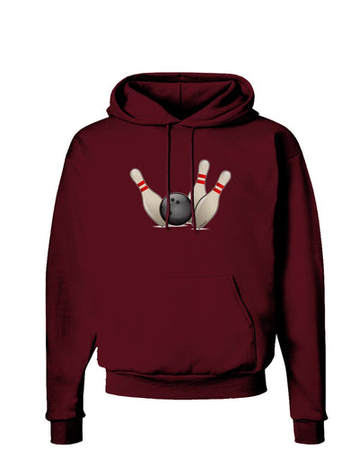 Bowling Ball with Pins Dark Hoodie Sweatshirt-Hoodie-TooLoud-Maroon-Small-Davson Sales