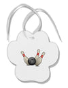 Bowling Ball with Pins Paw Print Shaped Ornament-Ornament-TooLoud-White-Davson Sales