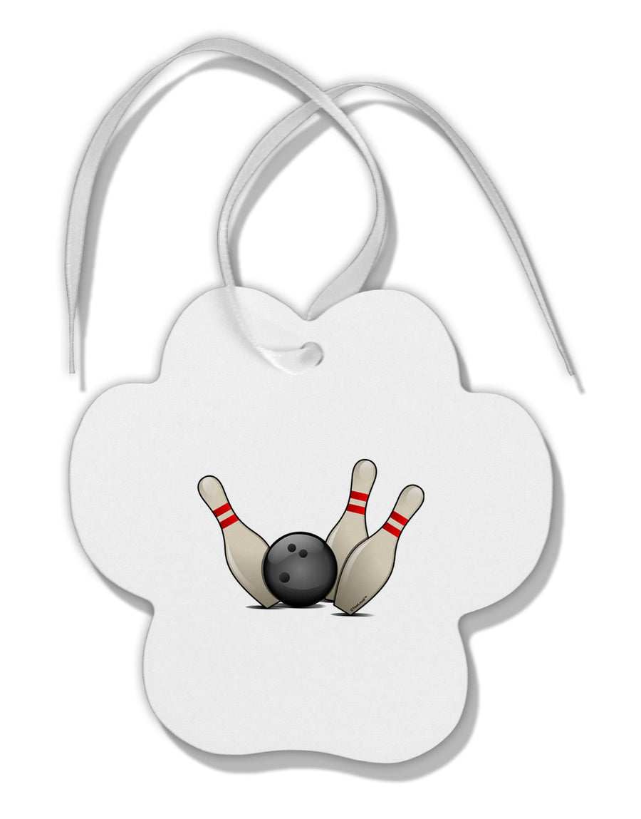 Bowling Ball with Pins Paw Print Shaped Ornament-Ornament-TooLoud-White-Davson Sales