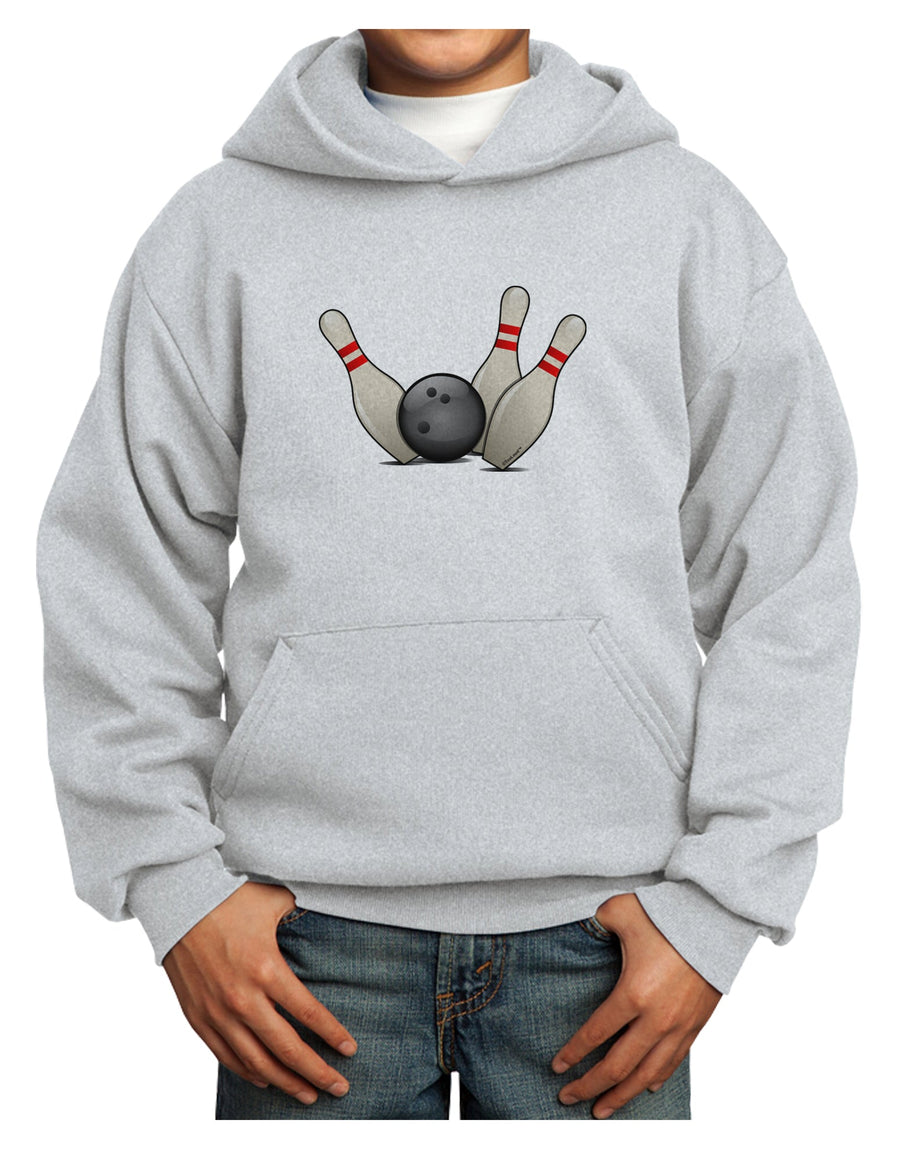 Bowling Ball with Pins Youth Hoodie Pullover Sweatshirt-Youth Hoodie-TooLoud-White-XS-Davson Sales