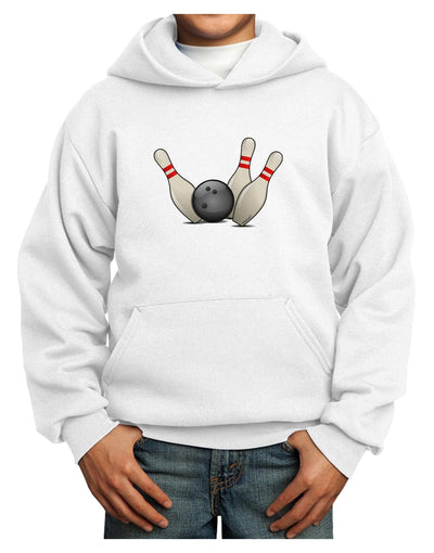 Bowling Ball with Pins Youth Hoodie Pullover Sweatshirt-Youth Hoodie-TooLoud-White-XS-Davson Sales