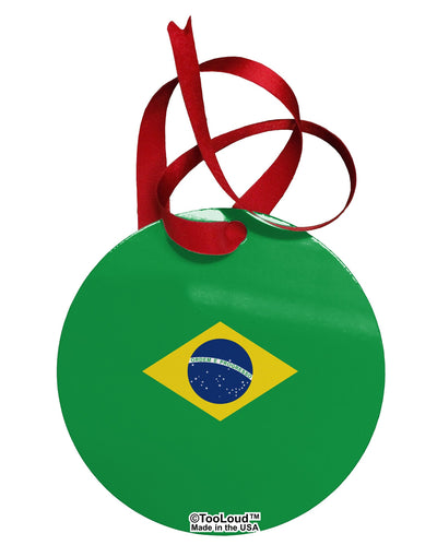 Brazil Flag AOP Circular Metal Ornament All Over Print-Ornament-TooLoud-White-Davson Sales