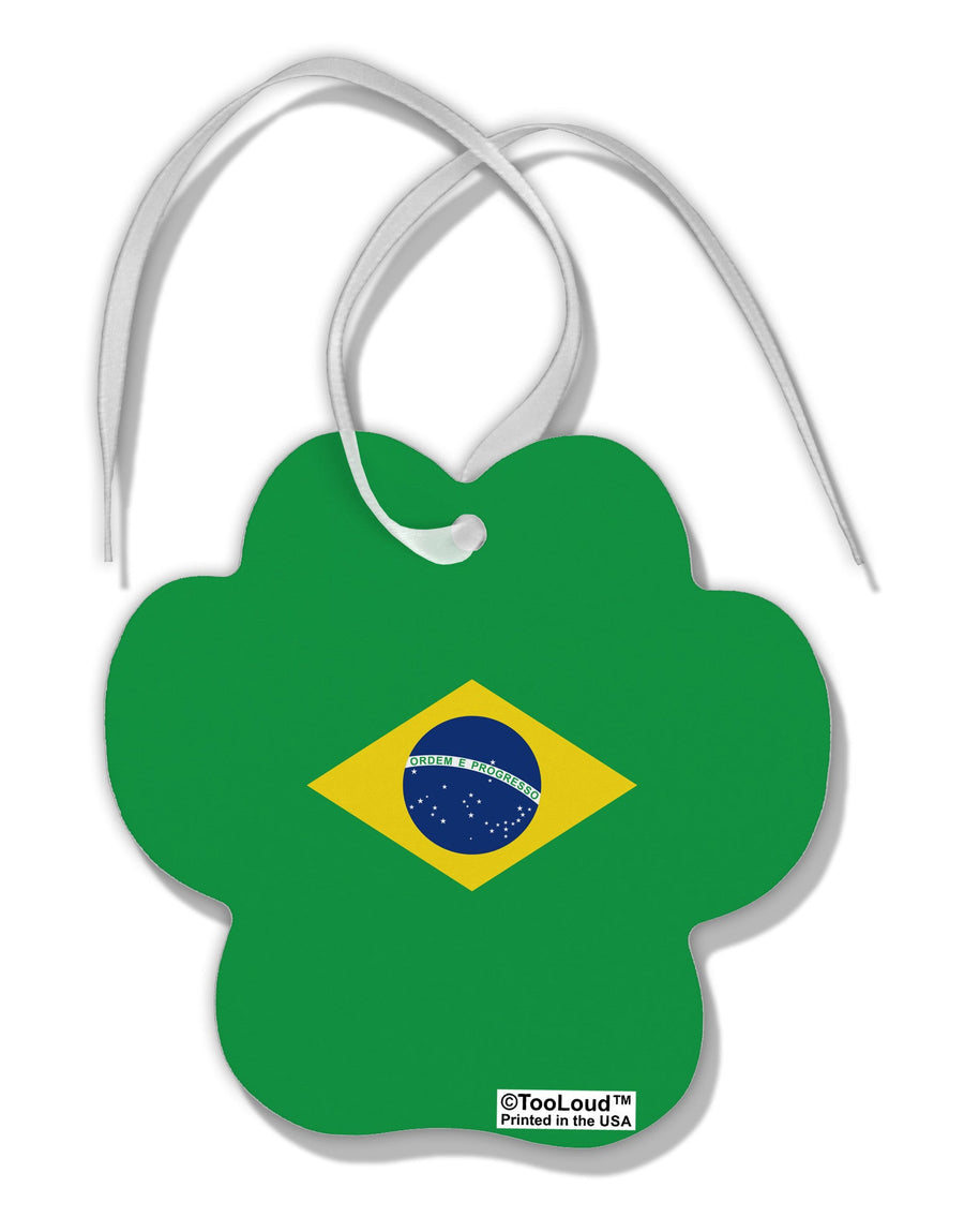 Brazil Flag AOP Paw Print Shaped Ornament All Over Print-Ornament-TooLoud-White-Davson Sales