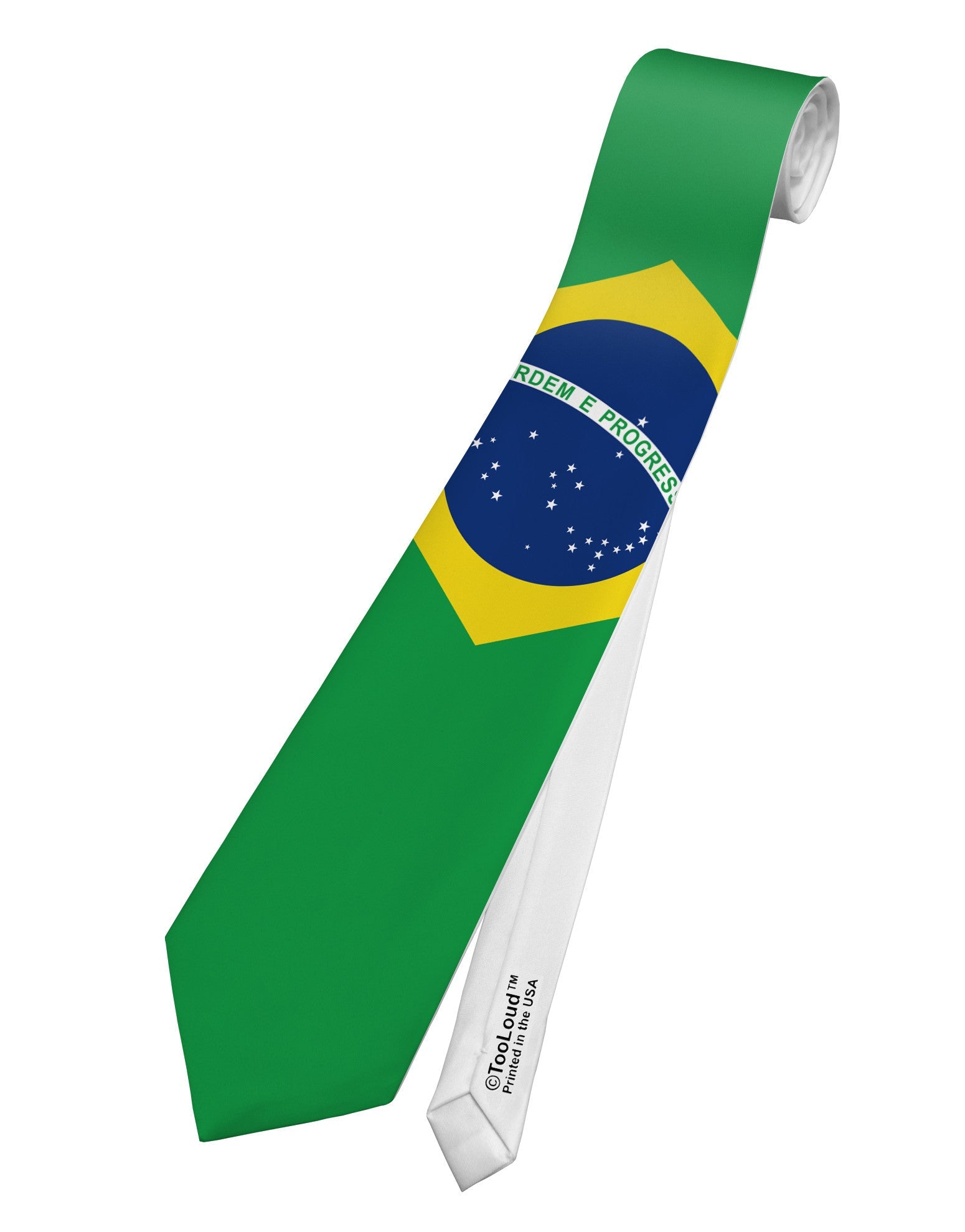 Brazil Flag AOP Printed White Necktie All Over Print