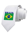 Brazil Flag Printed White Necktie