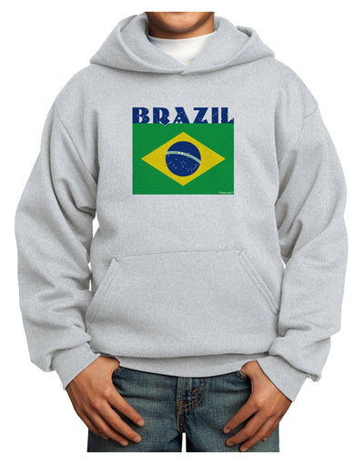 Brazil Flag Youth Hoodie Pullover Sweatshirt-Youth Hoodie-TooLoud-Ash-XS-Davson Sales